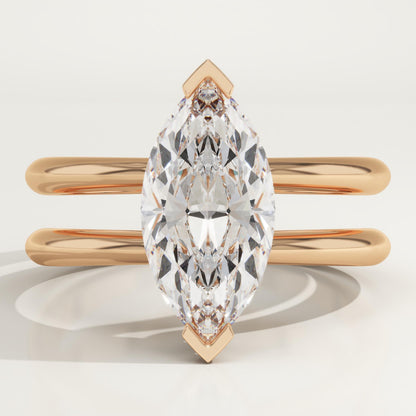1.75 CT Marquise Cut Double Shank Moissanite Engagement Ring