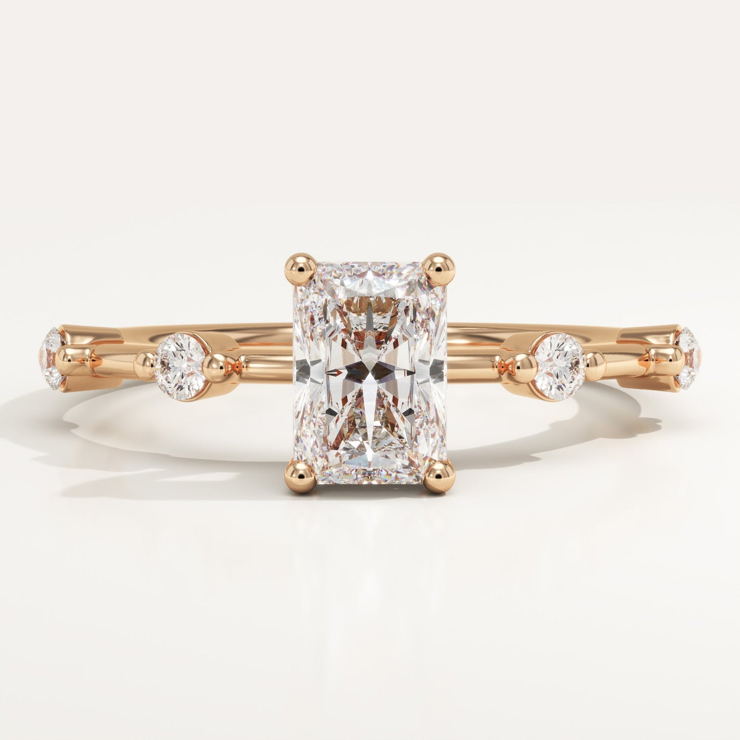 Radiant Cut Dainty Pave Lab-Grown Diamond Engagement Ring