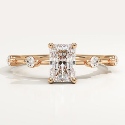 Radiant Cut Dainty Pave Lab-Grown Diamond Engagement Ring