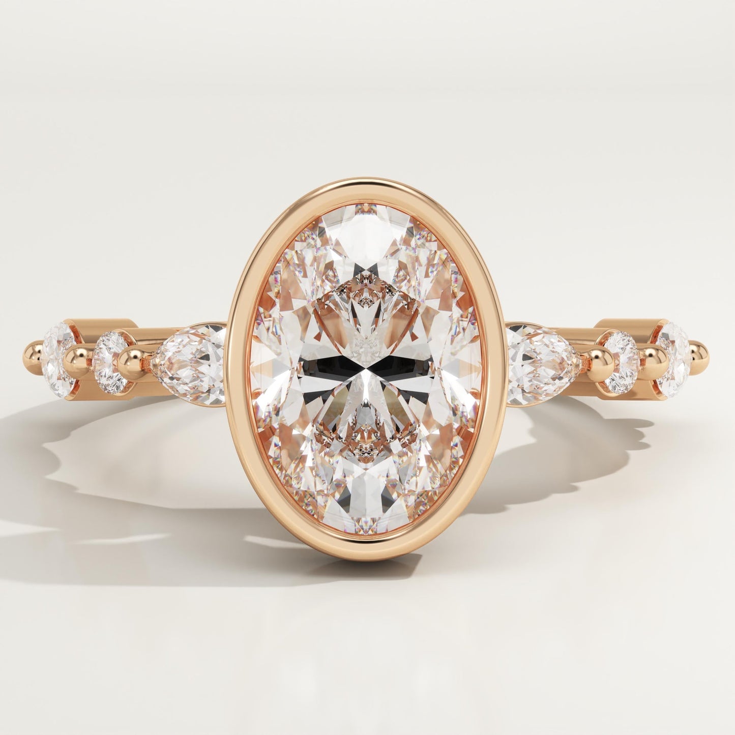 Oval Cut Bezel & Pave Lab-Grown Diamond Engagement Ring