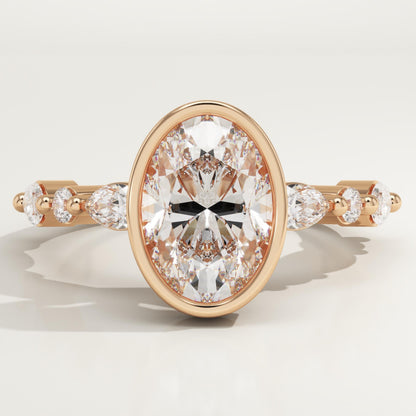 Oval Cut Bezel & Pave Lab-Grown Diamond Engagement Ring