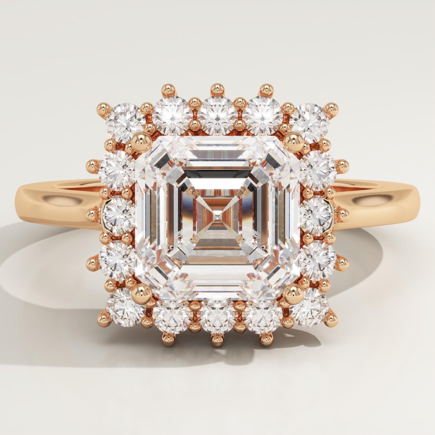 Asscher Cut Halo Lab-Grown Diamond Engagement Ring