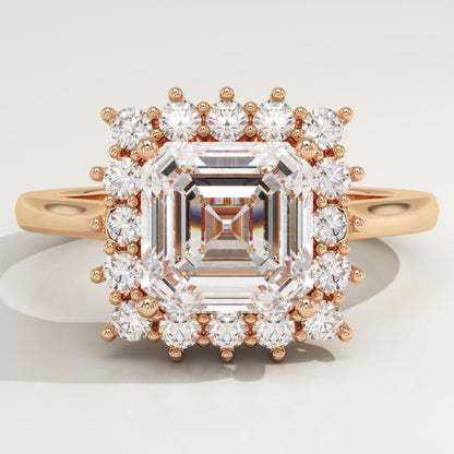 Asscher Cut Halo Lab-Grown Diamond Engagement Ring