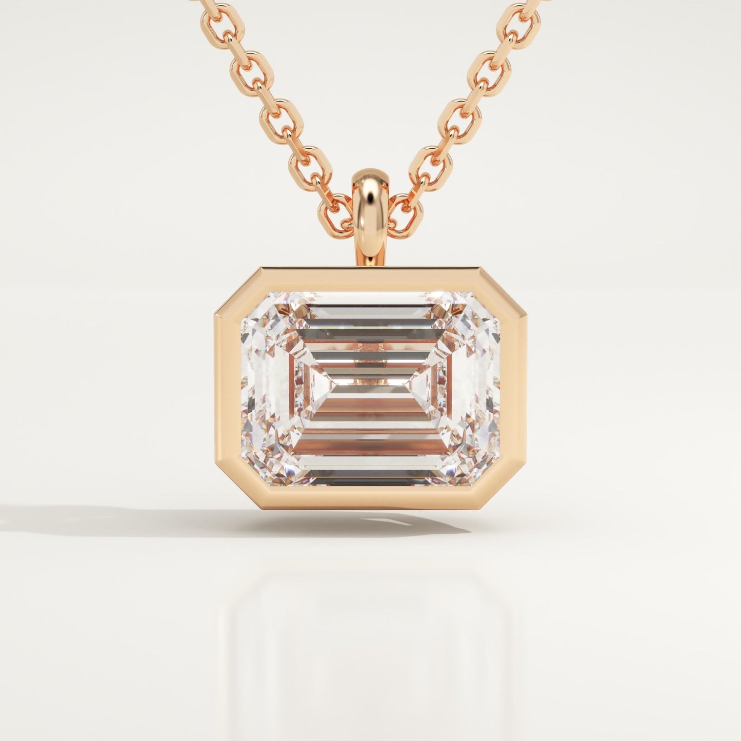 2 CT East West Emerald Lab-Grown Diamond Solitaire & Bezel Necklace