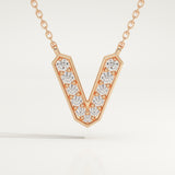 0.178 TCW Round Lab-Grown Diamond V Initial Necklace