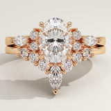 1.22 CT Oval Cut Cluster Lab-Grown Diamond Bridal Set