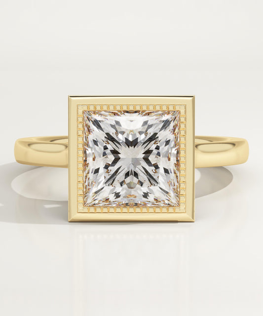 Princess Cut Bezel Lab-Grown Diamond Engagement Ring