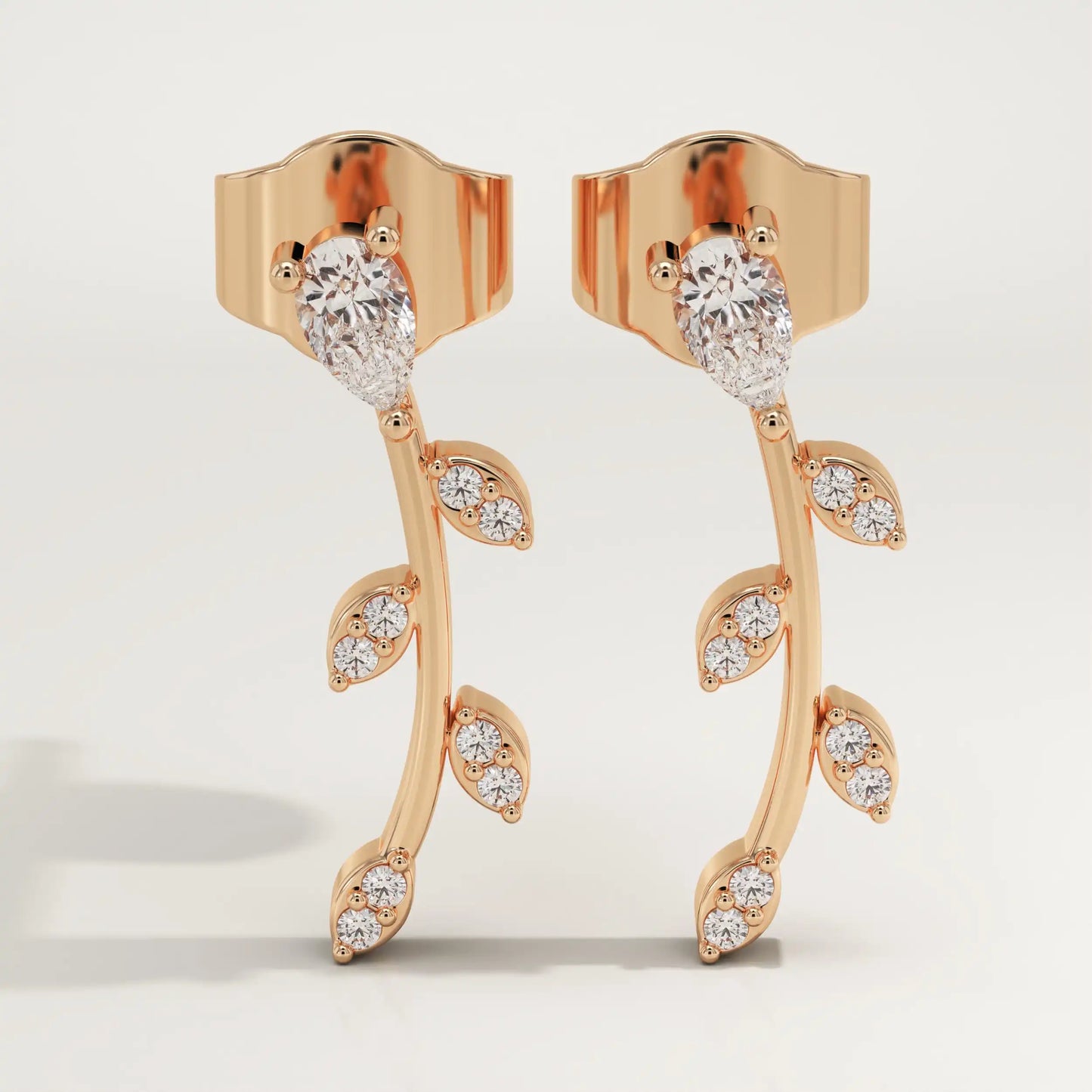 0.66 TCW Pear & Round Lab-Grown Diamond Drop Earrings