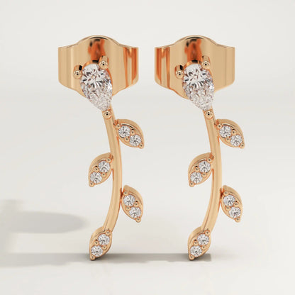 0.66 TCW Pear & Round Lab-Grown Diamond Drop Earrings