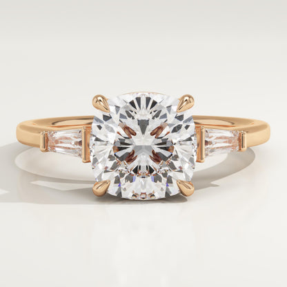 Cushion Cut Three Stone Lab-Grown Diamond Engagement Ring