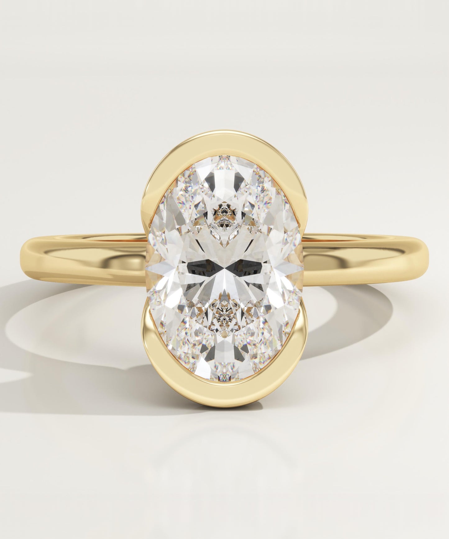 Oval Cut Half Bezel Lab-Grown Diamond Engagement Ring