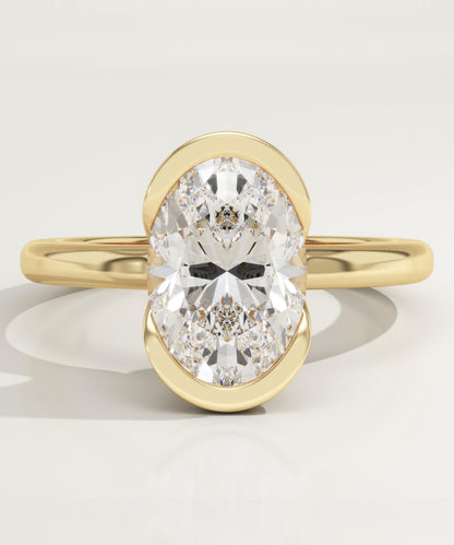 Oval Cut Half Bezel Lab-Grown Diamond Engagement Ring
