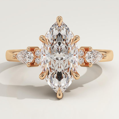 Marquise Cut Cluster Lab-Grown Diamond Engagement Ring