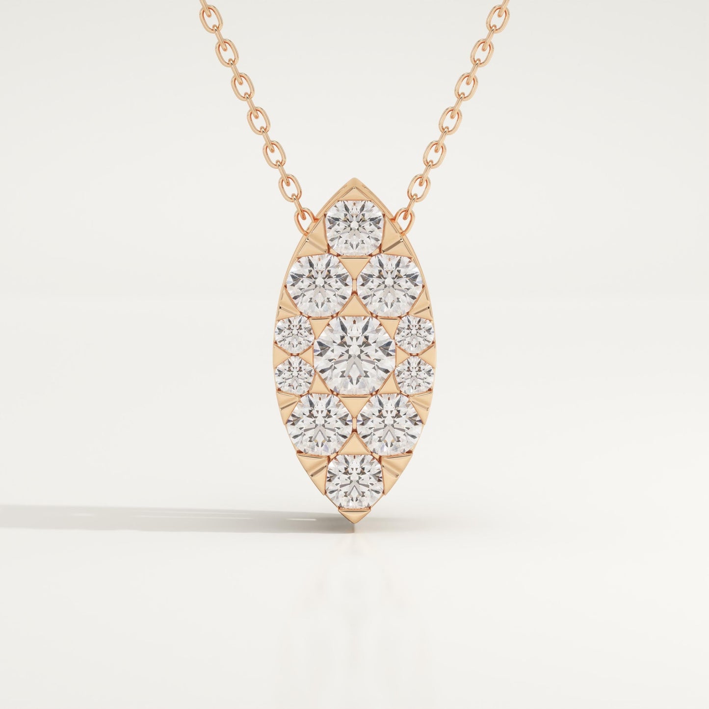 0.7 TCW Round Lab-Grown Diamond Marquise Charm Necklace