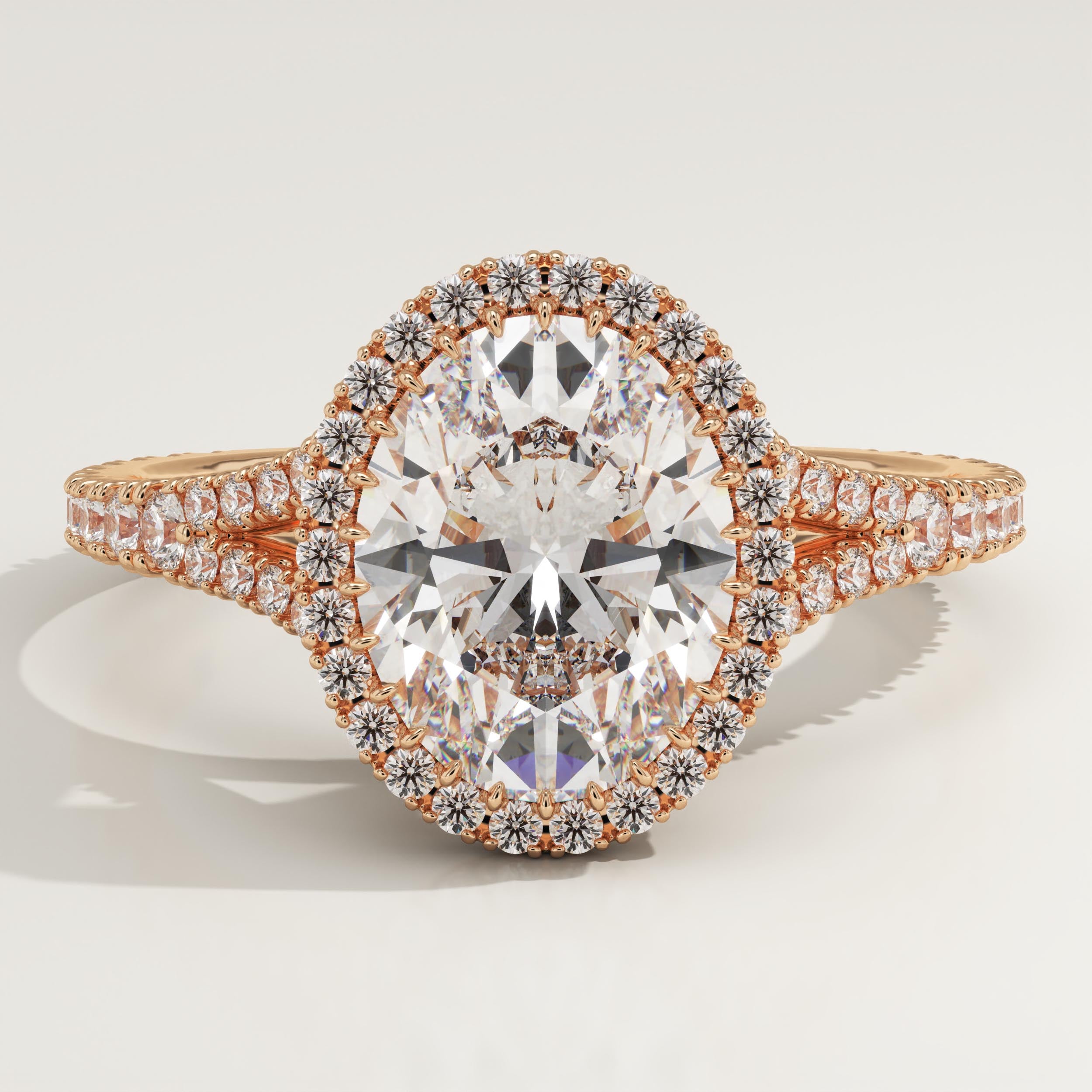 2.0 CT Oval Cut Halo & Pave Lab-Grown Diamond Engagement Ring