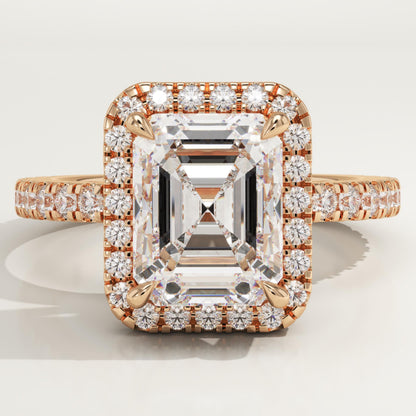 Emerald Cut Halo & Pave Lab-Grown Diamond Engagement Ring