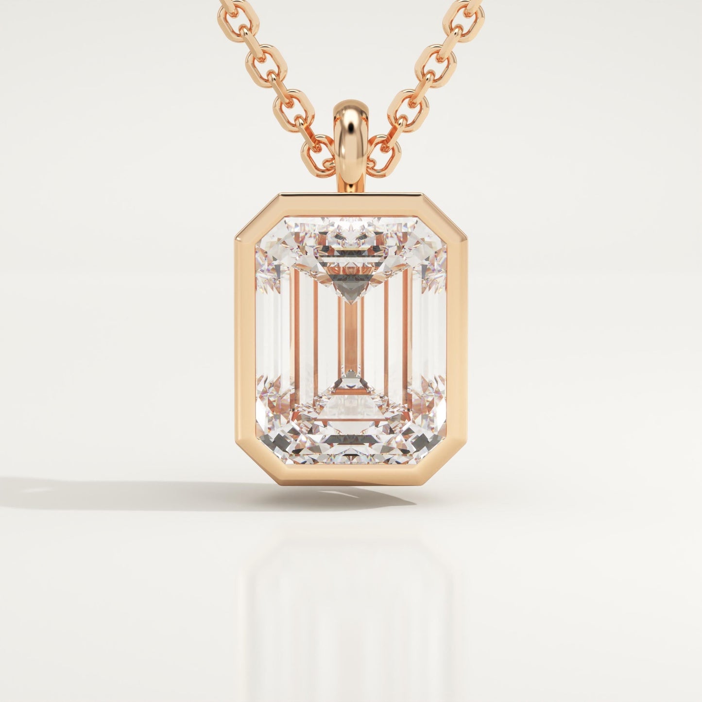 2 CT Emerald Lab-Grown Diamond Solitaire & Bezel Necklace