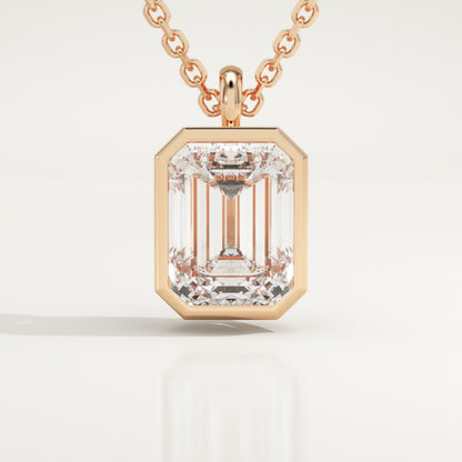 2 CT Emerald Lab-Grown Diamond Solitaire & Bezel Necklace