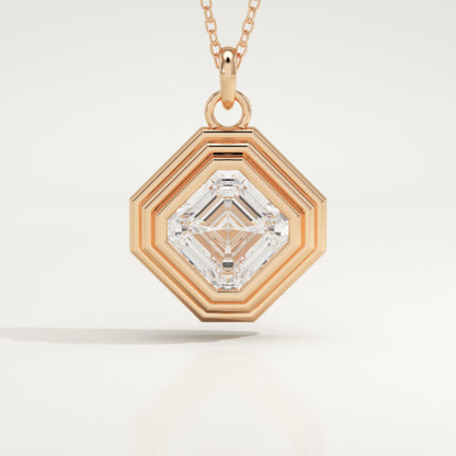 2 CT Asscher Lab-Grown Diamond Solitaire & Bezel Necklace