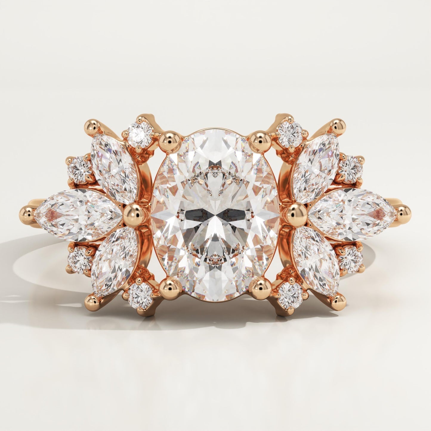 Oval Cut Cluster Lab-Grown Diamond Engagement Ring