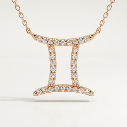 0.13 TCW Round Lab-Grown Diamond Gemini Zodiac Necklace
