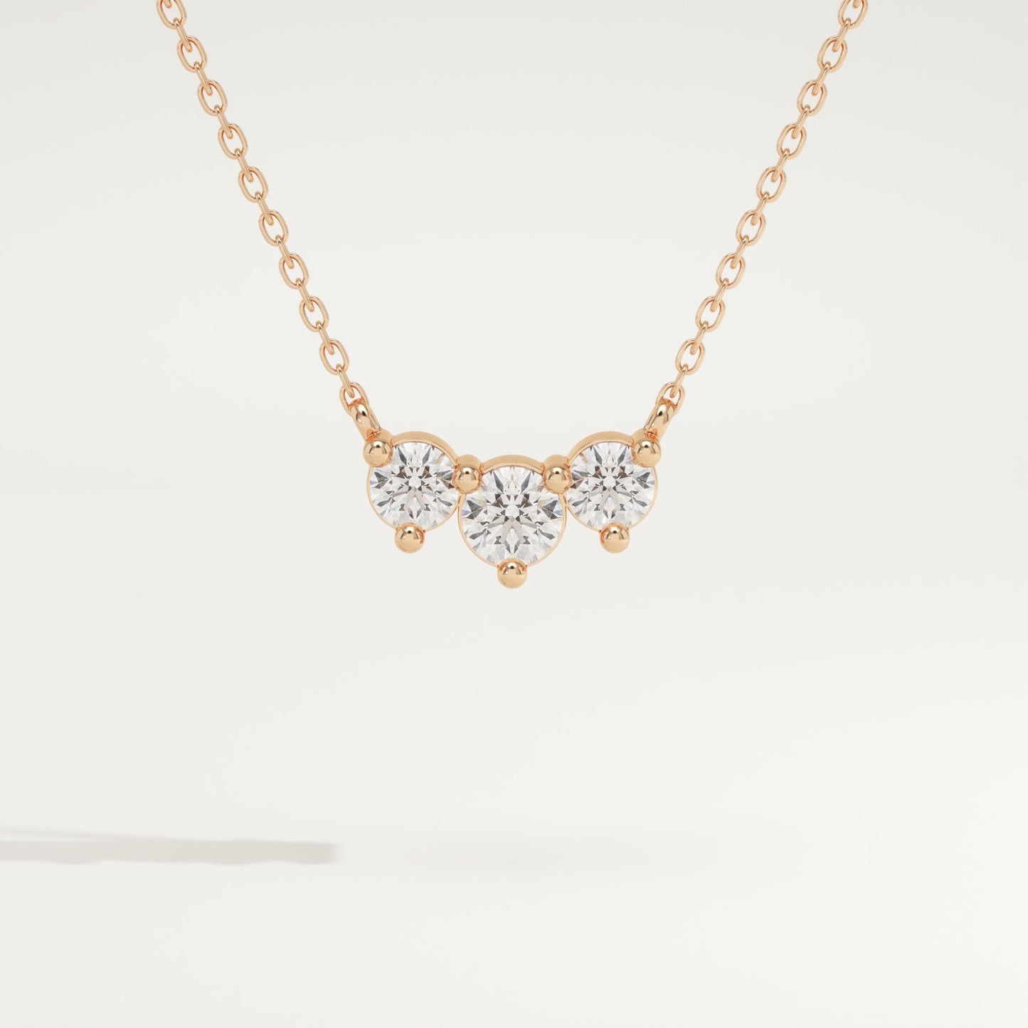 0.35 TCW Round Lab-Grown Diamond Three Stone Charm Necklace