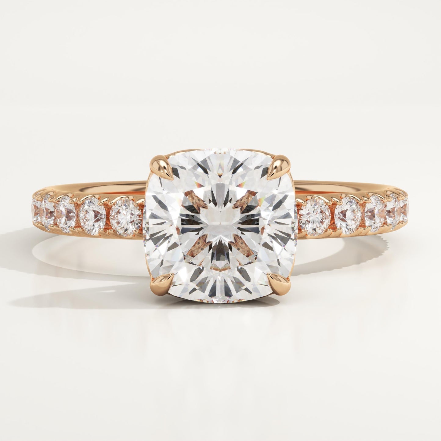 Cushion Cut Pave Lab-Grown Diamond Engagement Ring
