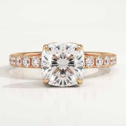 Cushion Cut Pave Lab-Grown Diamond Engagement Ring
