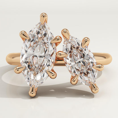 2.25 TCW Marquise Cut Toi Et Moi Lab-Grown Diamond Engagement Ring