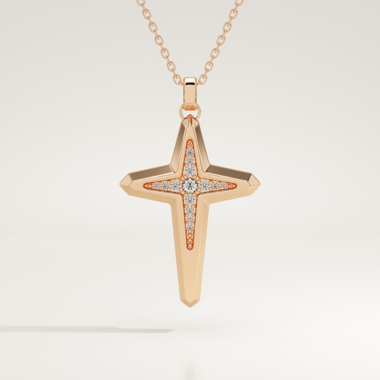 0.193 TCW Round Lab-Grown Diamond Cross Necklace
