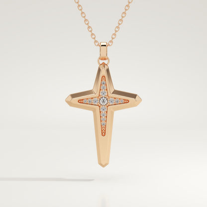 0.193 TCW Round Lab-Grown Diamond Cross Necklace