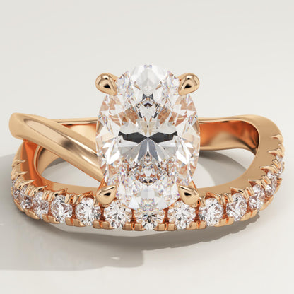 Oval Cut Pave Lab-Grown Diamond Engagement Ring