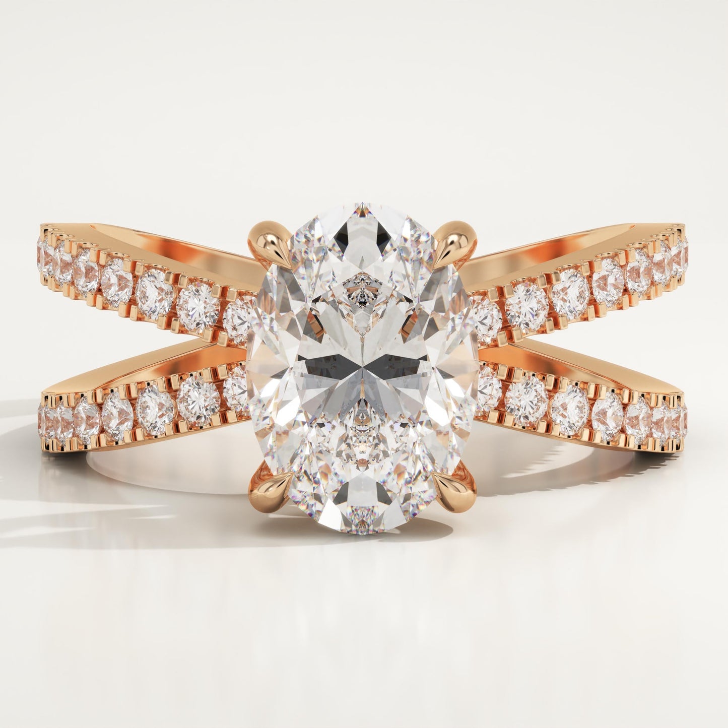 Oval Cut Hidden Halo & Criss Cross Pave Lab-Grown Diamond Engagement Ring