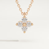 0.16 TCW Round Lab-Grown Diamond Flower Charm Necklace
