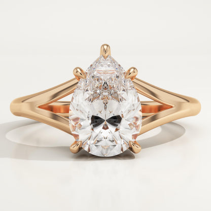 Pear Cut Solitaire Split Shank Lab-Grown Diamond Engagement Ring