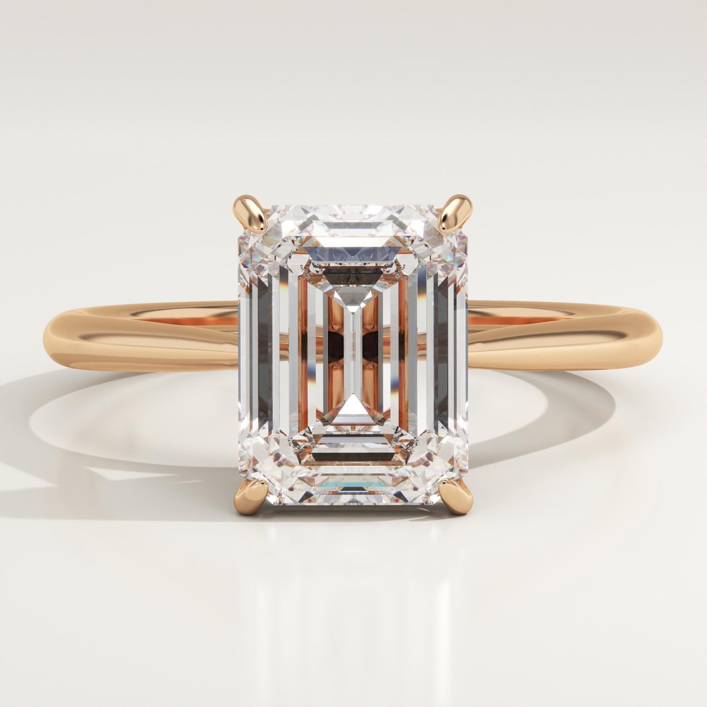 Emerald Cut Solitaire Cathedral Lab-Grown Diamond Engagement Ring