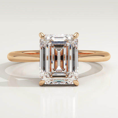 Emerald Cut Solitaire Cathedral Lab-Grown Diamond Engagement Ring
