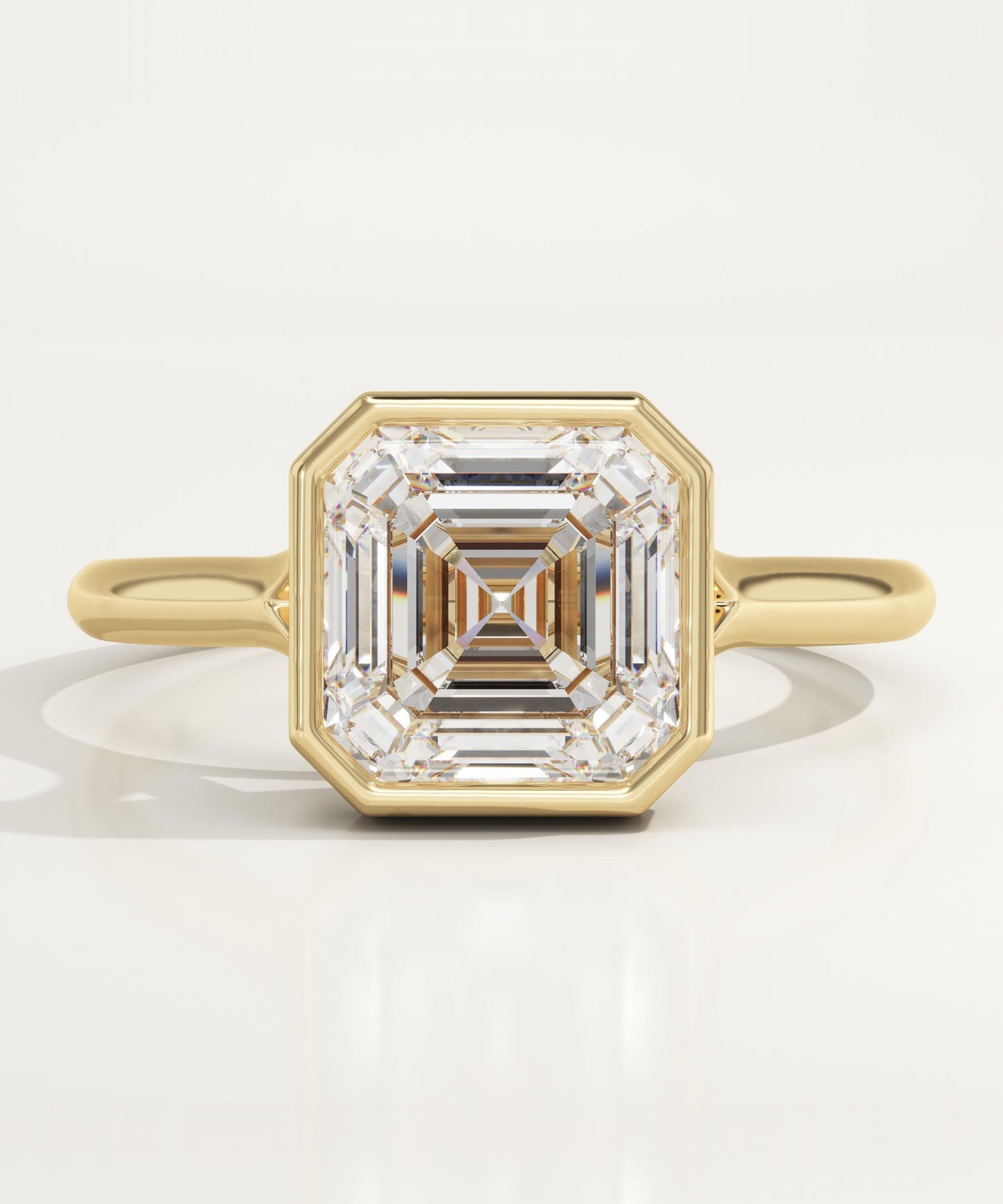 1.75 CT Asscher Cut Bezel Moissanite Engagement Ring