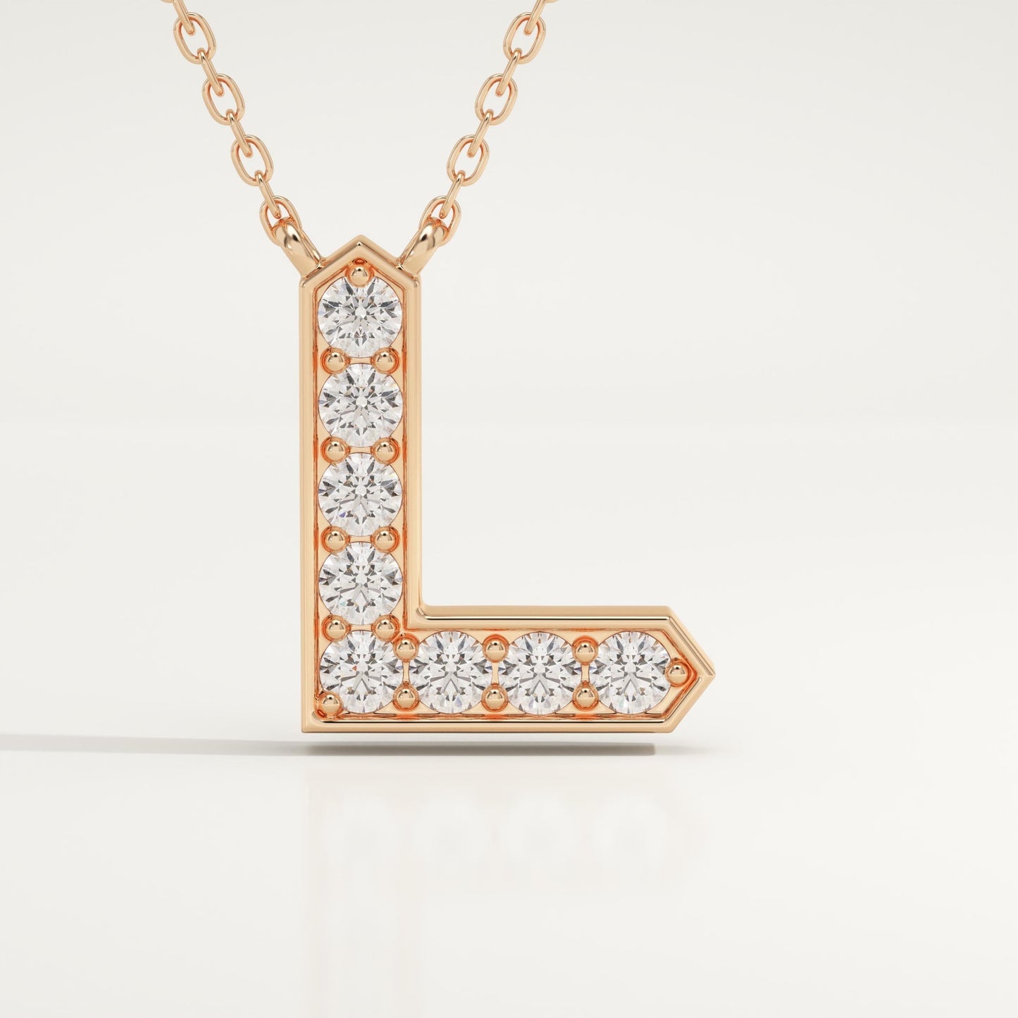 0.24 TCW Round Lab-Grown Diamond L Initial Necklace