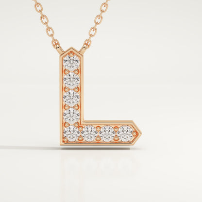 0.24 TCW Round Lab-Grown Diamond L Initial Necklace