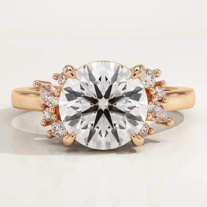 Round Cut Cluster Lab-Grown Diamond Engagement Ring