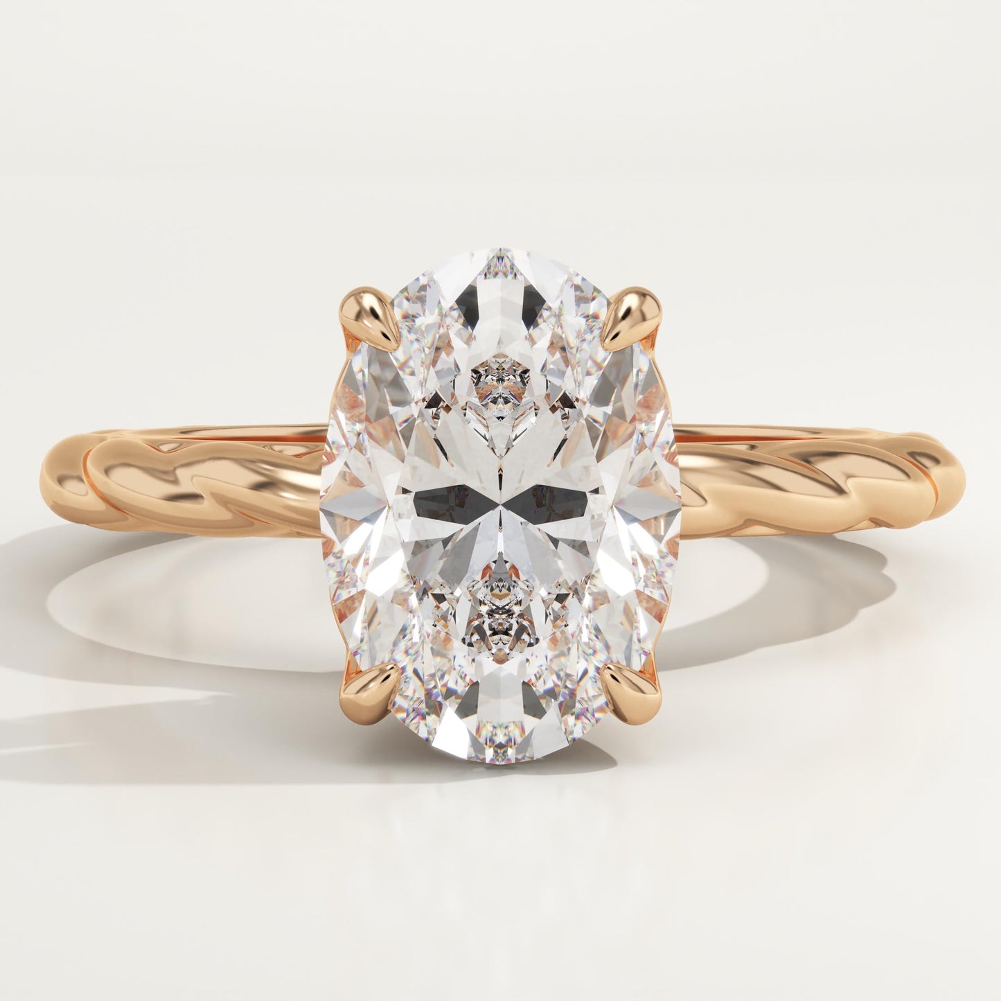 Oval Cut Twisted Shank Lab-Grown Diamond Engagement Ring