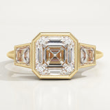 1.5 CT Asscher Cut Three Stone Bezel Lab-Grown Diamond Engagement Ring