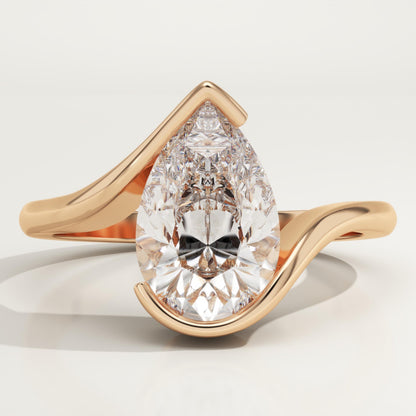 Pear Cut Swirl Lab-Grown Diamond Engagement Ring