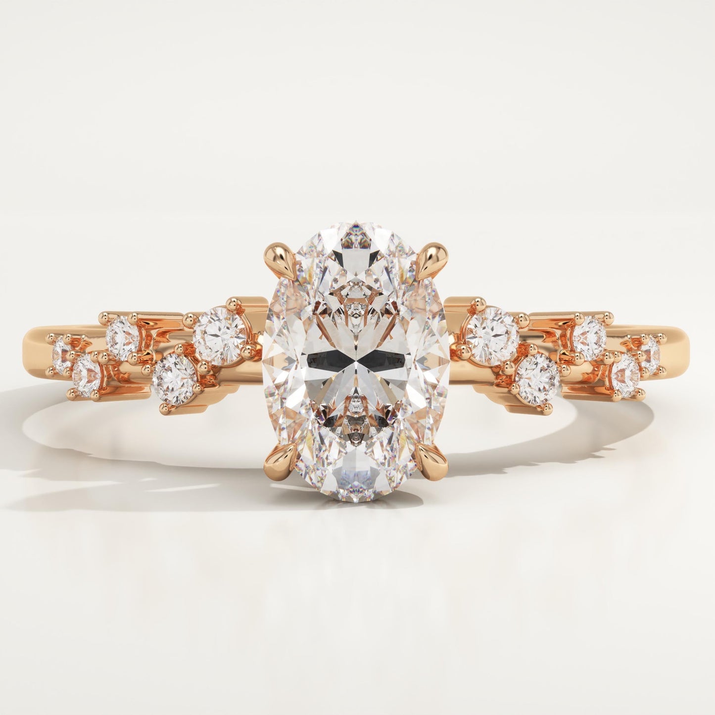 Oval Cut Hidden Halo & Pave Lab-Grown Diamond Engagement Ring