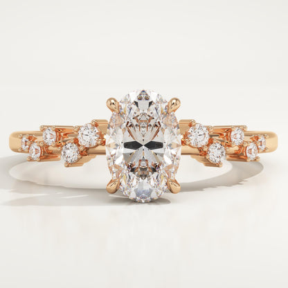 Oval Cut Hidden Halo & Pave Lab-Grown Diamond Engagement Ring