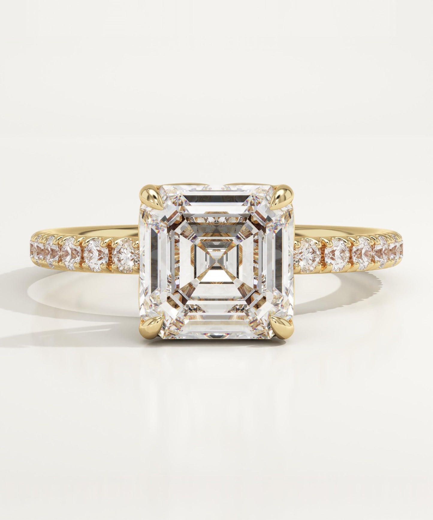 1.75 CT Asscher Cut Pave Moissanite Engagement Ring