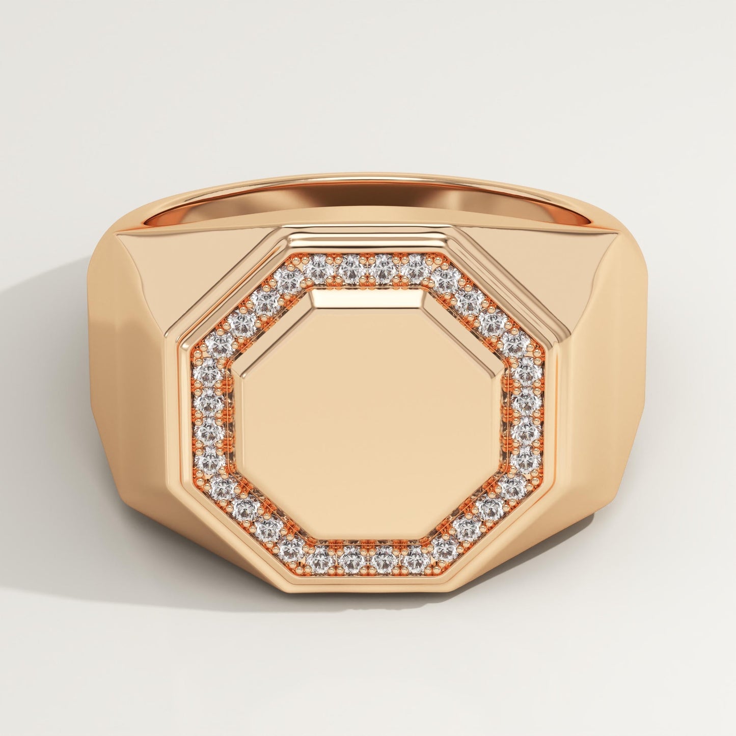 0.18 TCW Round Lab-Grown Diamond Signet Wedding Band For Men