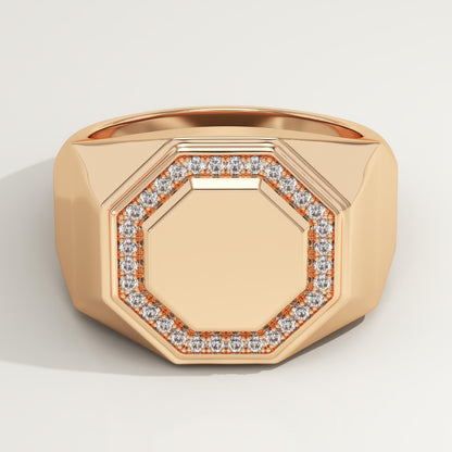 0.18 TCW Round Lab-Grown Diamond Signet Wedding Band For Men