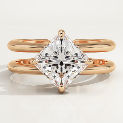 Princess Cut Hidden Halo Lab-Grown Diamond Engagement Ring